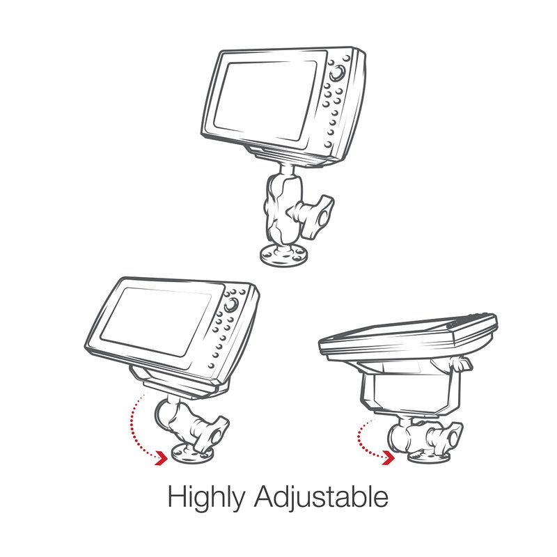 RAM MOUNTS Drill-Down Ball Mount for Humminbird Helix 8-15, Solix & Apex RAM-D-202-25-C-202U with Short Arm - Image 4